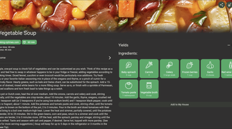A recipe details with ingredients mentioned in KitchenOwl.