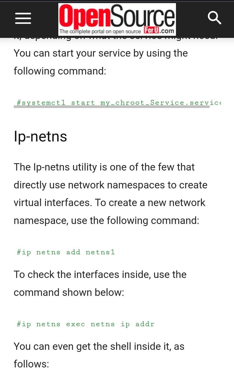 A screenshot demonstrating Network Namespaces.