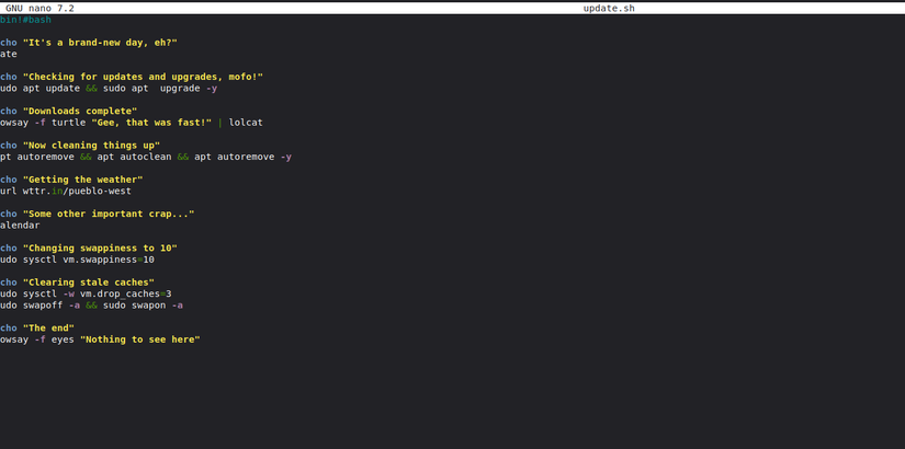 A simple updating script in Linux.