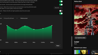 Creating a custom equalizer setting in Spotify.