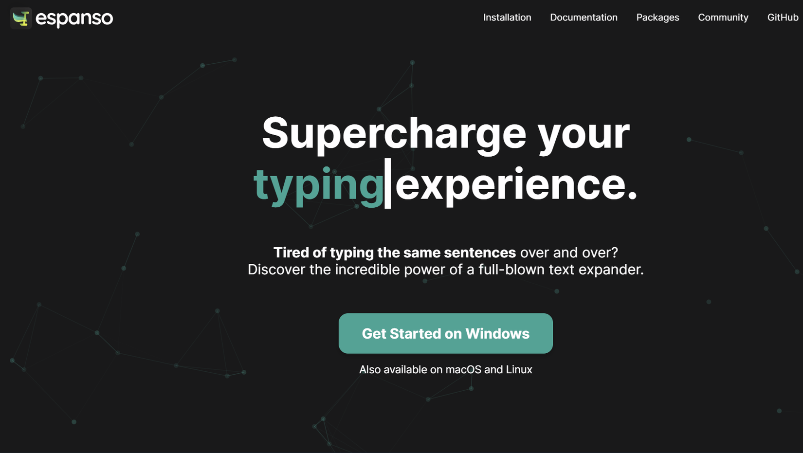 Espanso official website landing page.