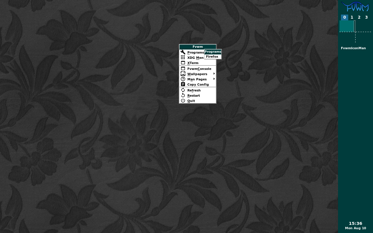 FVWM programs menu.