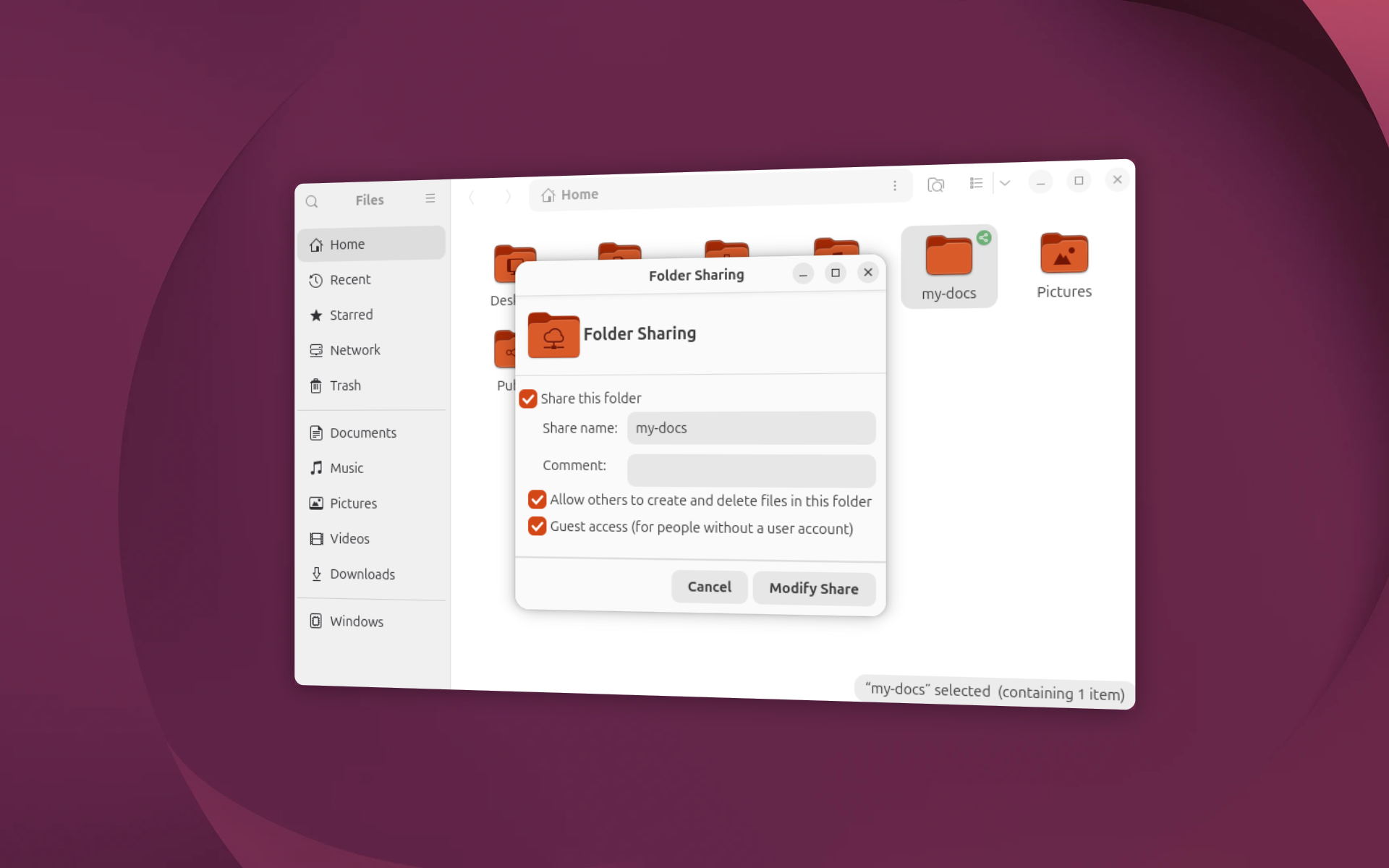 I use this GNOME Files trick to instantly share any folder across my home network