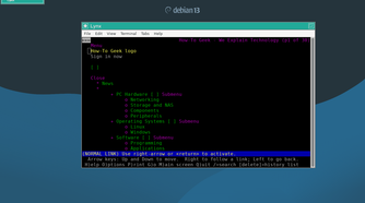HTG homepage in Lynx in a terminal window in twm.