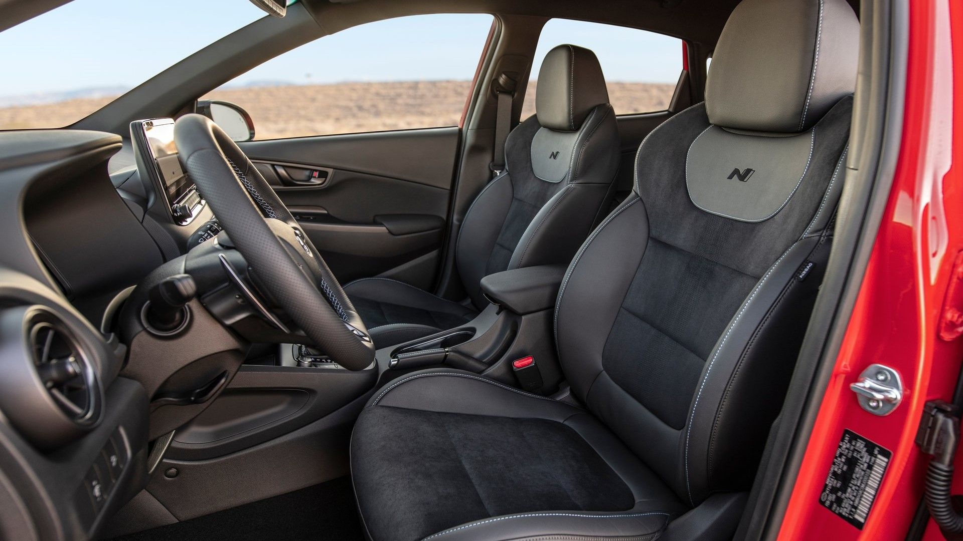 Shot of the front seats in a 2022 Hyundai Kona N