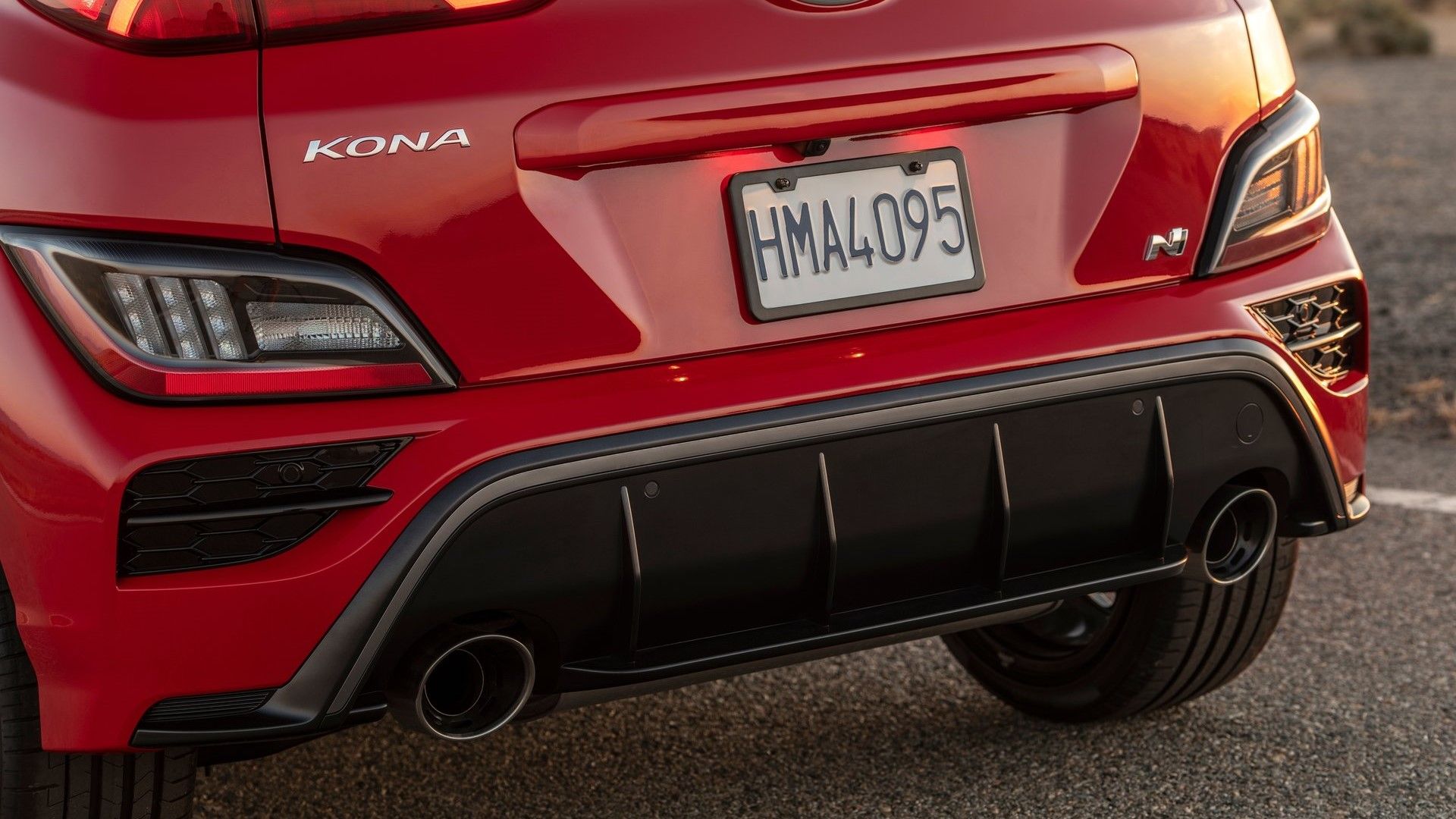 Close up of the rear of a 2022 Hyundai Kona N
