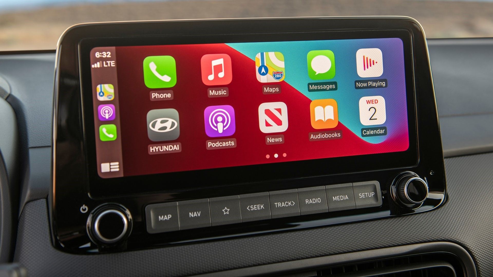Close up of the infotainment screen in a 2022 Hyundai Kona N