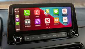 Close up of the infotainment screen in a 2022 Hyundai Kona N
