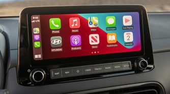 Close up of the infotainment screen in a 2022 Hyundai Kona N