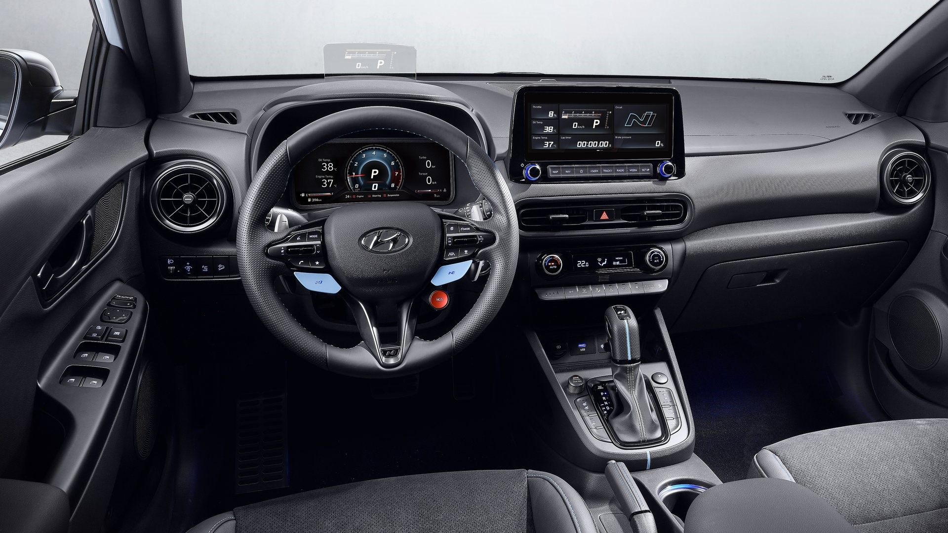 Shot of the dashboard in a 2022 Hyundai Kona N