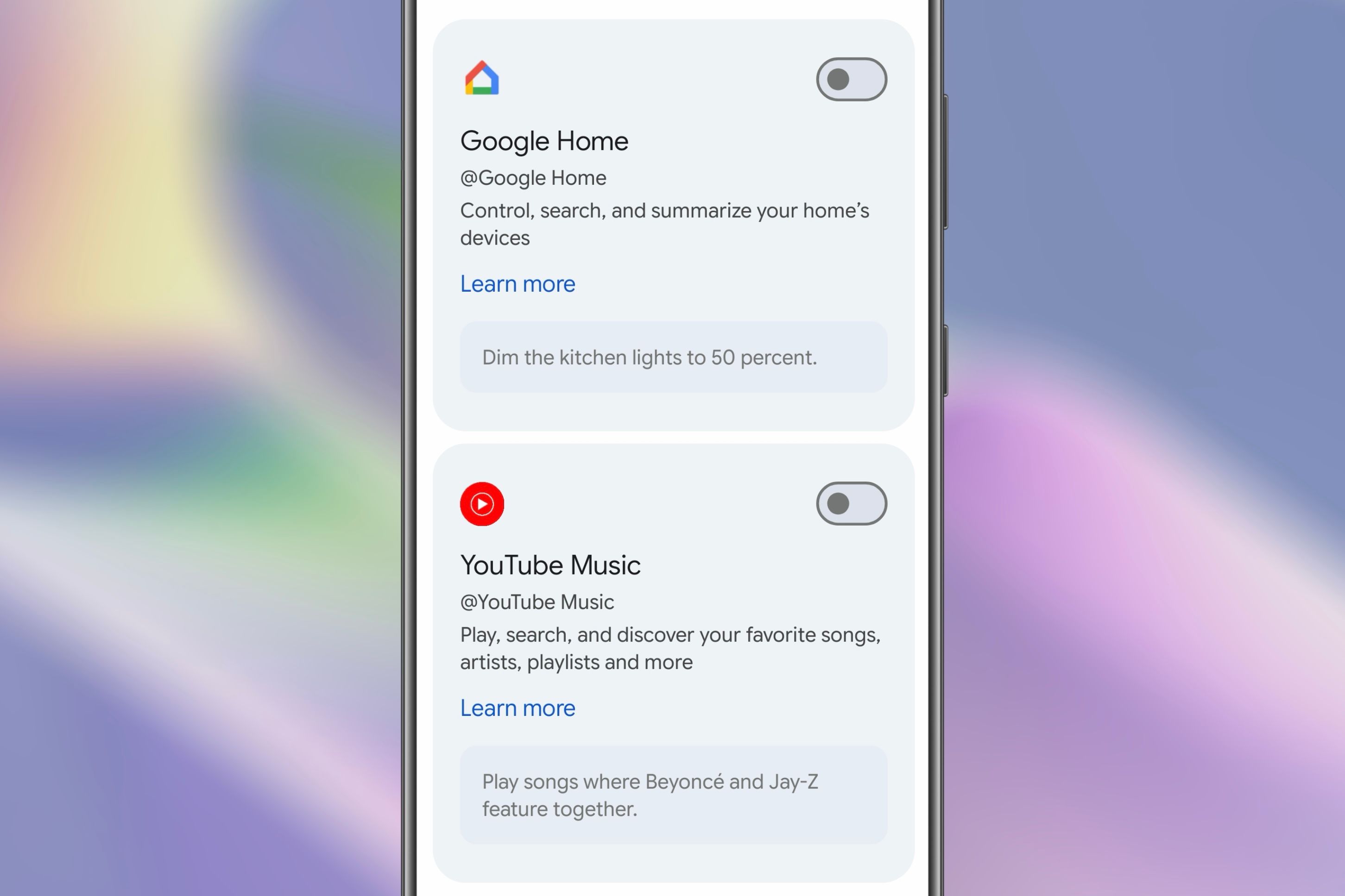 Google apps that can be used with Gemini Connected Apps on an Android device.