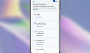 Google Workspace apps that work with Gemini Connected Apps on an Android device.