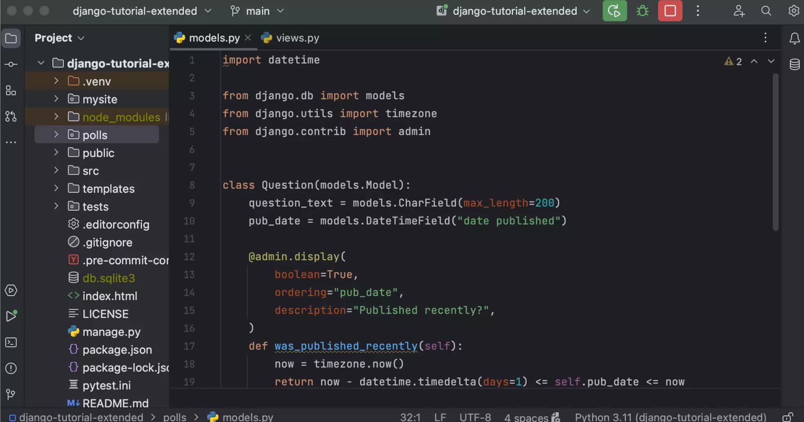 PyCharm open in a browser displaying a code snippet.