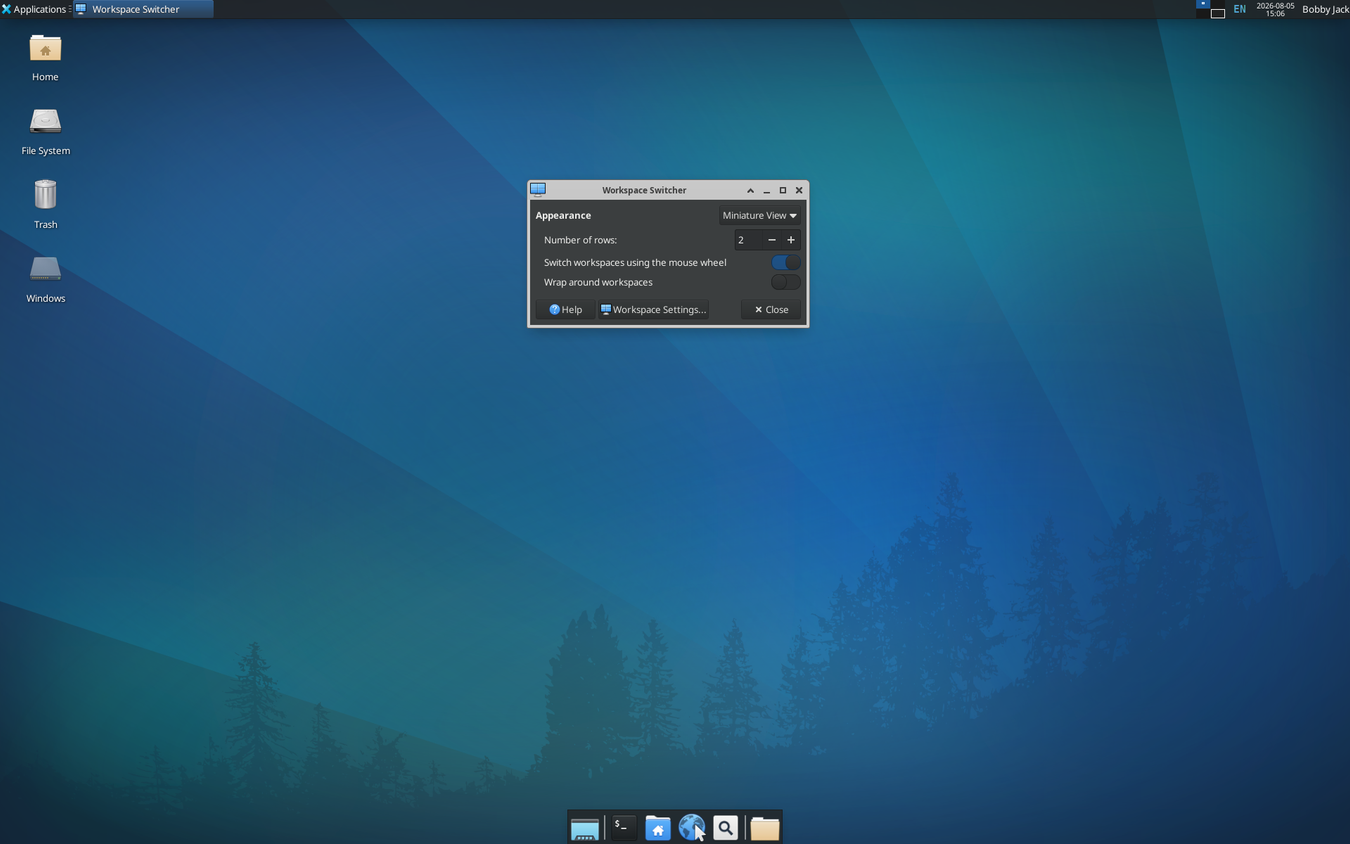 Три дизайнерских решения из Linux 90-х, которые до сих пор актуальны Диалоговое окно настройки виртуальных рабочих столов в среде Xfce