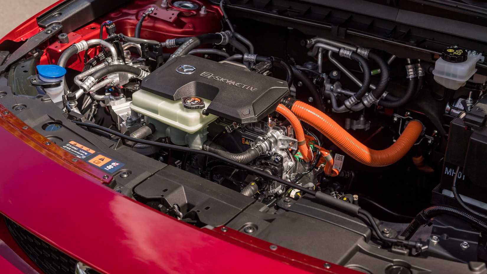 Shot of the engine bay in a 2021 Mazda MX-30