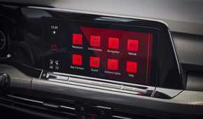 Close up of the infotainment screen in a 2022 Volkswagen Golf GTI
