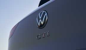 Close up of the rear badge on a 2022 Volkswagen Golf GTI