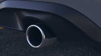 Close up of the exhaust on a 2022 Volkswagen Golf GTI