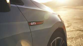 Close up of a badge on the 2022 Volkswagen Golf GTI