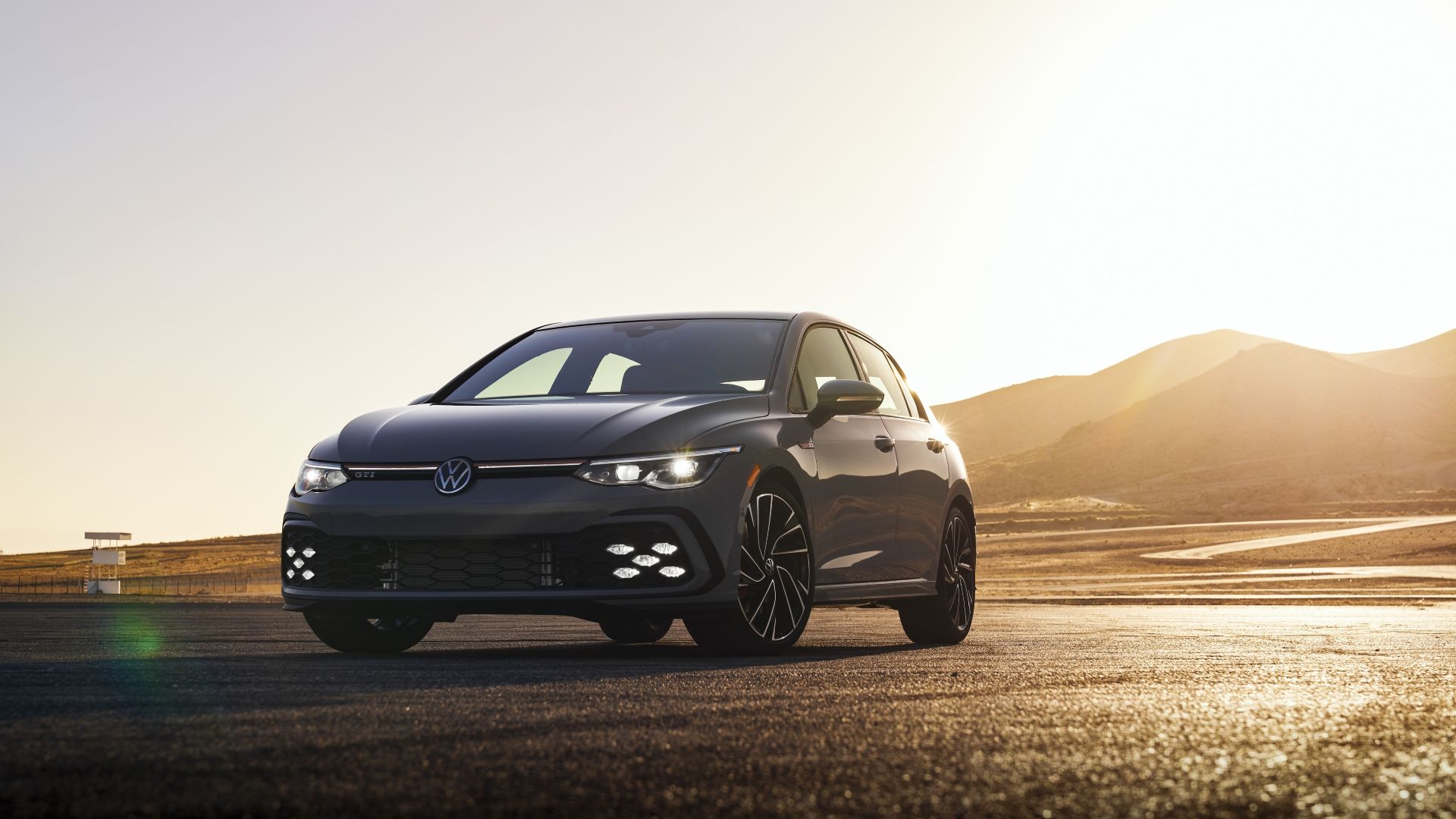 Front 3/4 shot of a 2022 Volkswagen Golf GTI