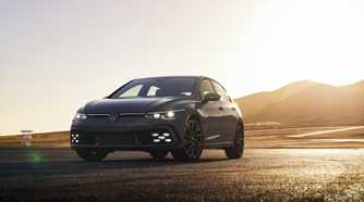 Front 3/4 shot of a 2022 Volkswagen Golf GTI