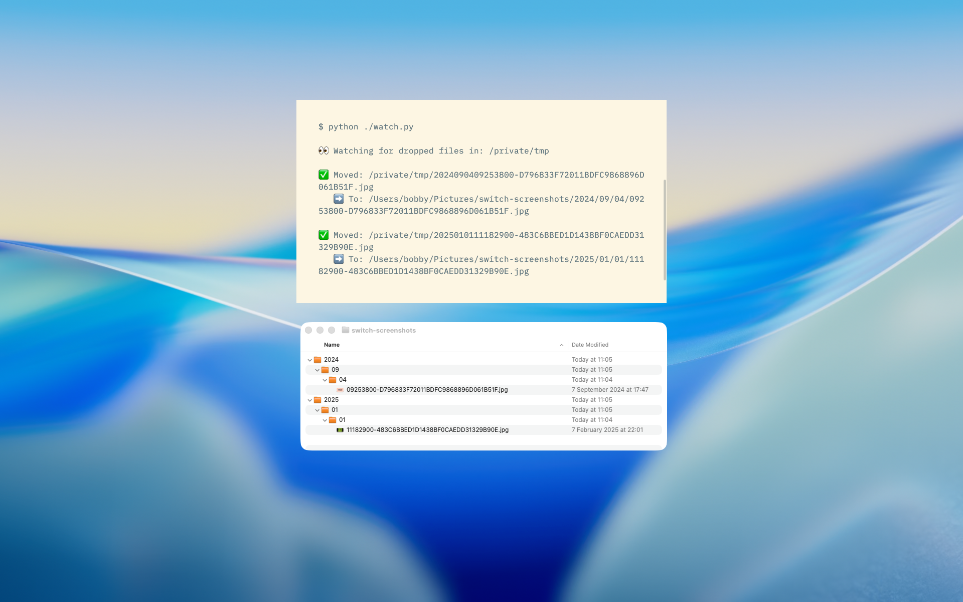 This Python drop folder automatically organizes every file I download