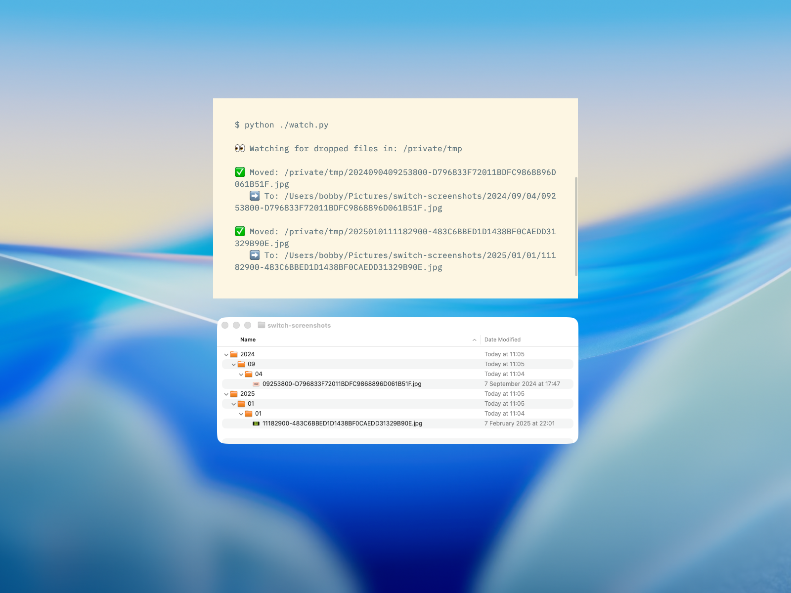 This Python drop folder automatically organizes every file I download