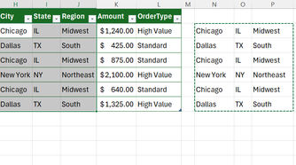 Results of a TEXTSPLIT formula in Excel are pasted as values in three new columns in a table.