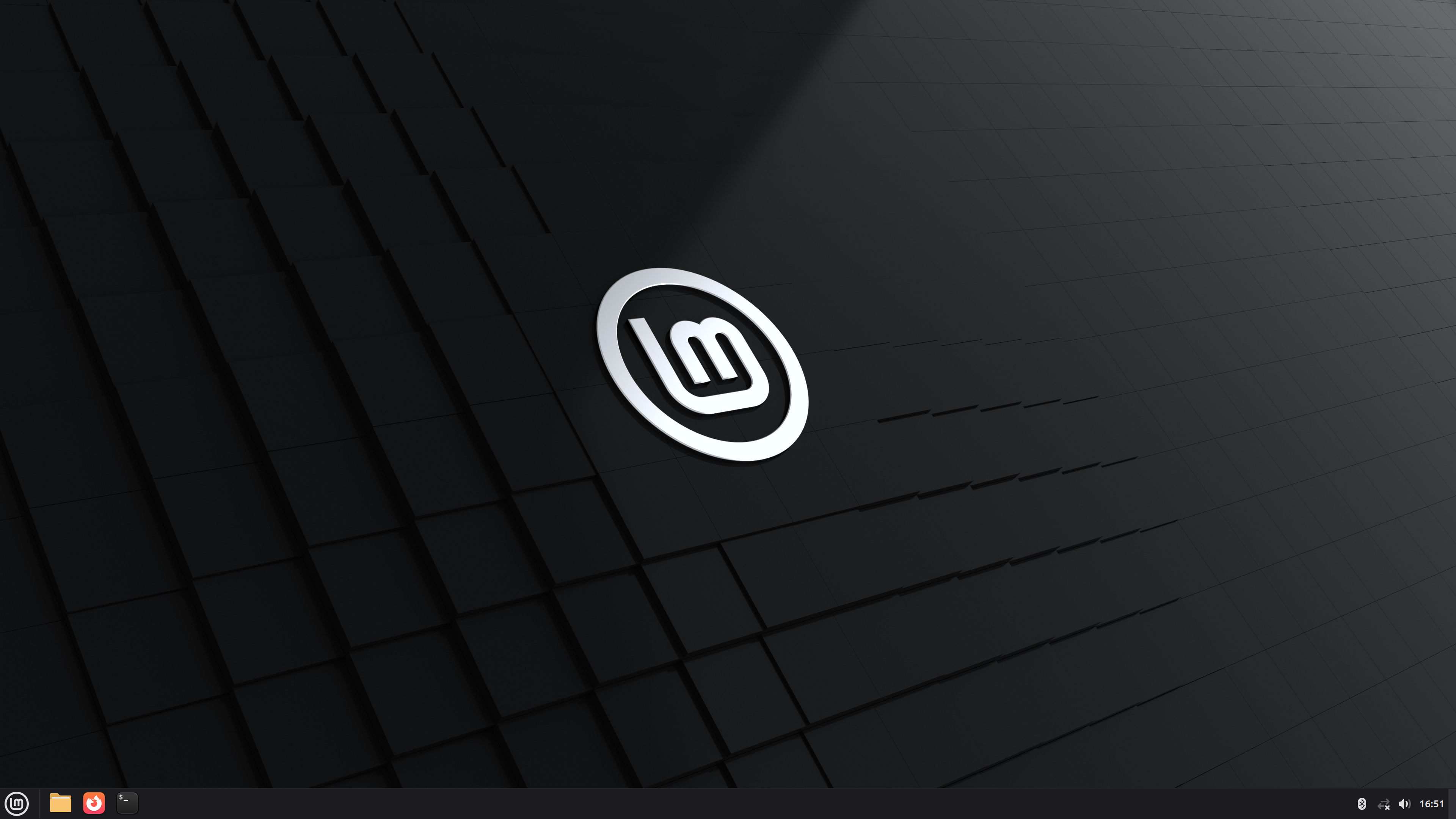 A screenshot of the Linux Mint desktop. There are no apps open.
