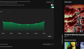 Testing the rock equalizer setting in Spotify.