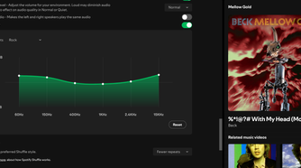 Testing the rock equalizer setting in Spotify.