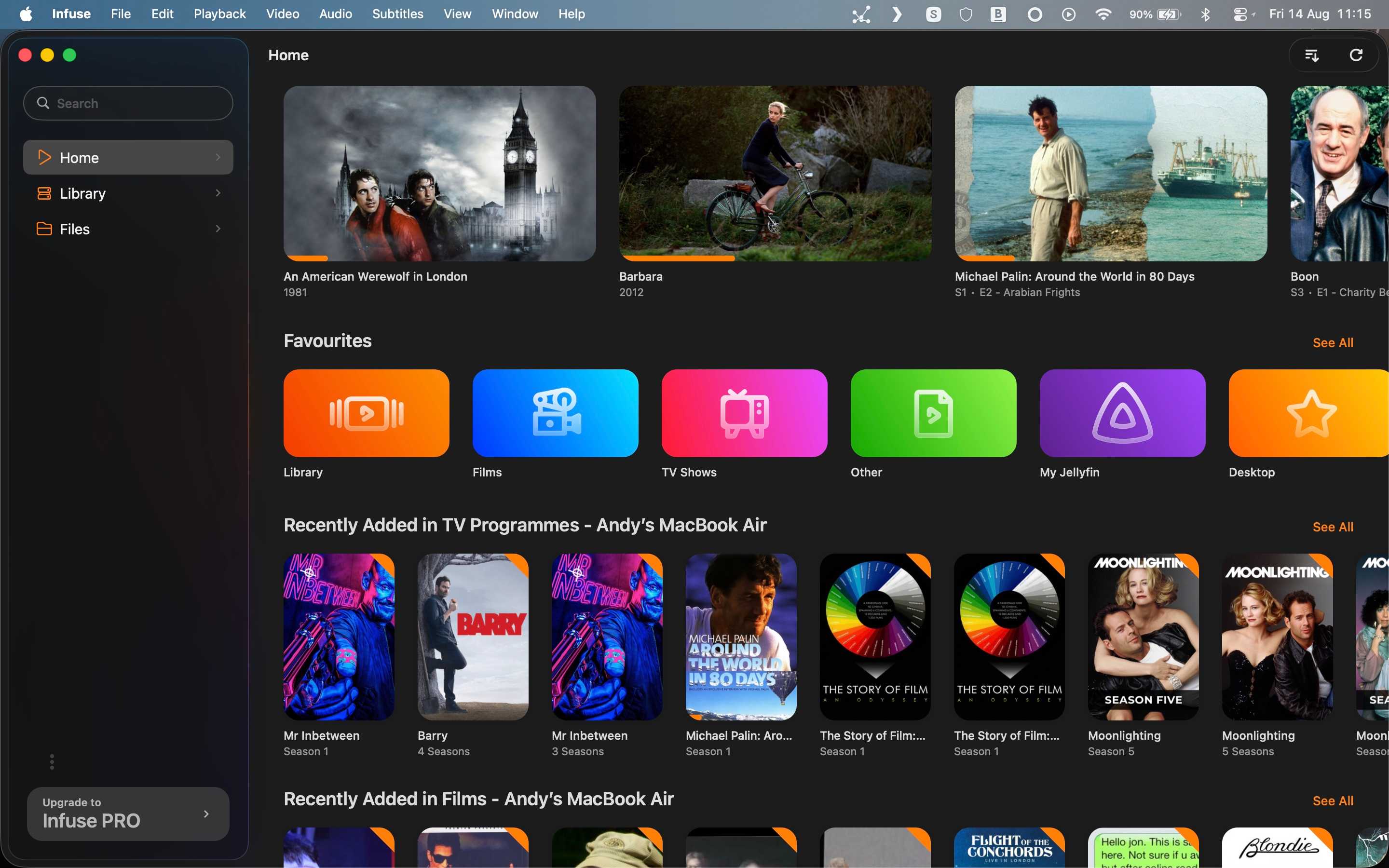 The Infuse home screen.
