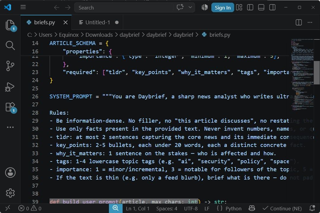 VS Code showing the prompt.