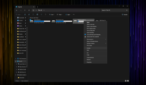 Windows Explorer open with the contextual menu displayed.