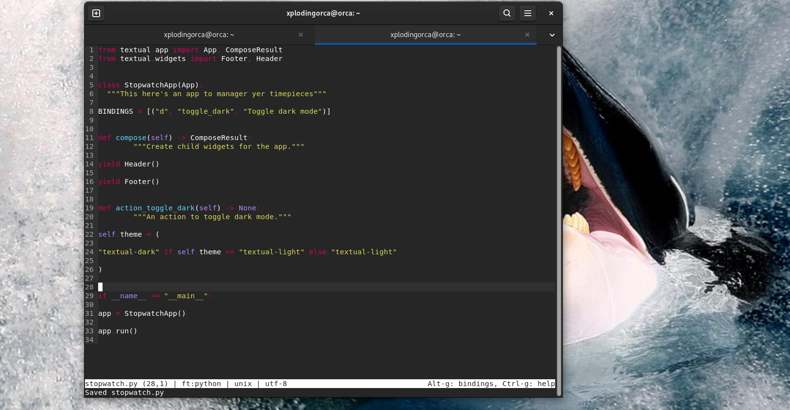 Writing a basic stopwatch app in python on Debian.