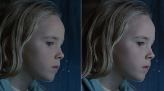 Side-by-side comparison showing the smoother facial detail in the 4K remaster of Aliens.