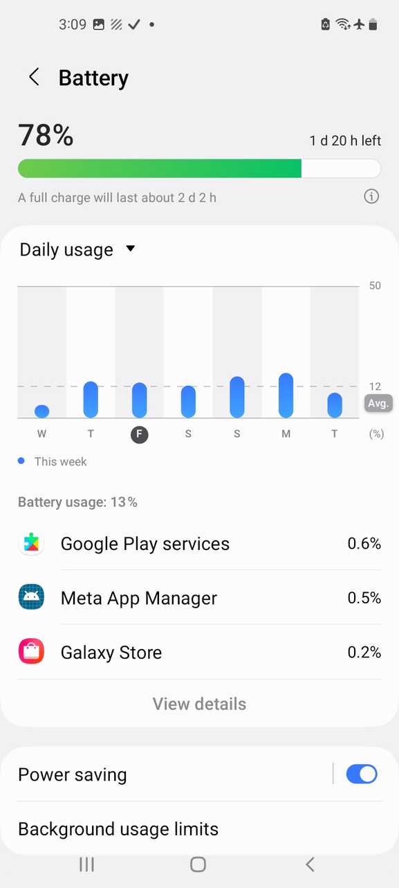 Battery usage on Friday
