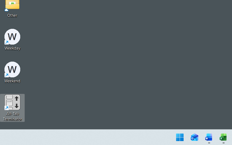 Desktop shortcut icon labeled Alt-Tab Terminator selected on a Windows desktop.
