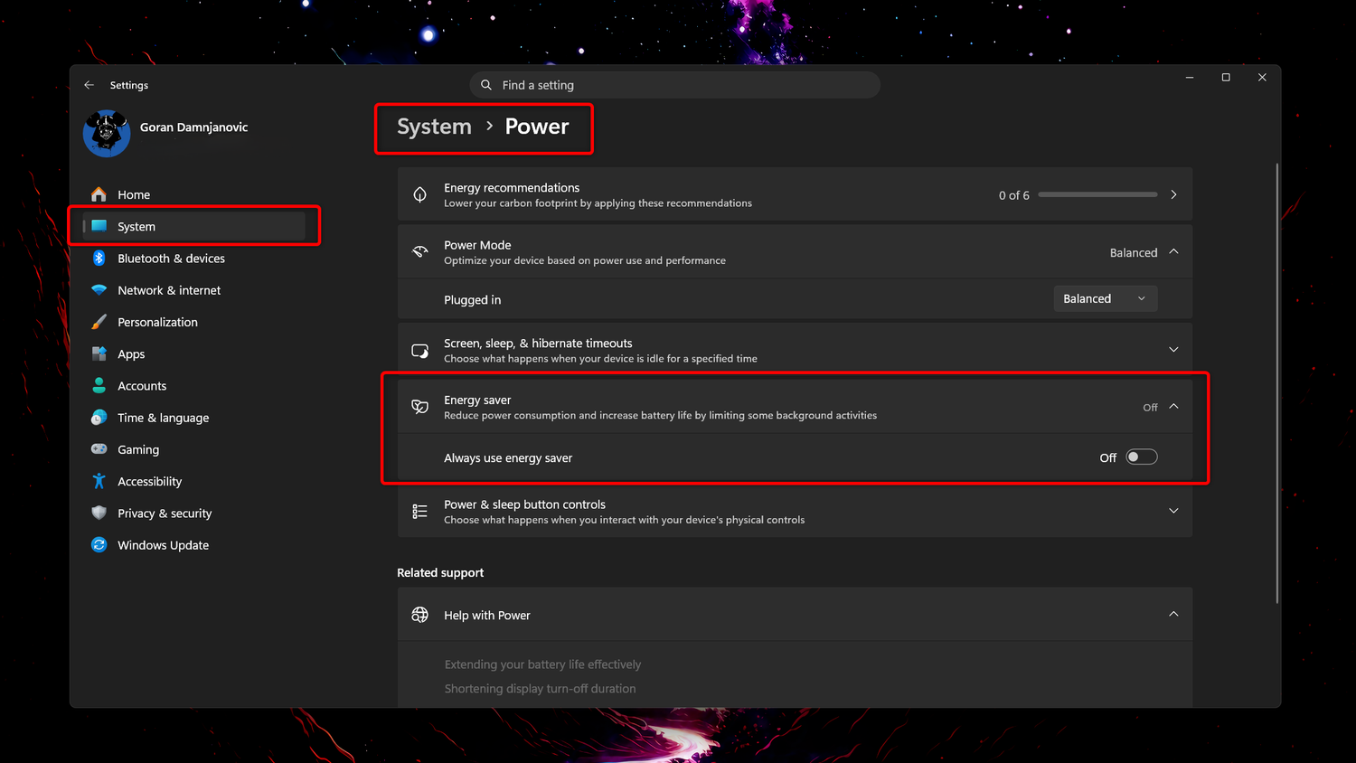 Windows 11 Power menu.
