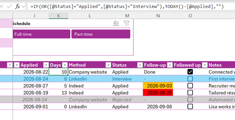I built an Excel job tracker that tells me more than where I applied