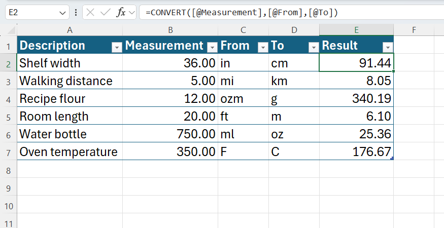 функция CONVERT в Excel — иллюстрация 9 к материалу
