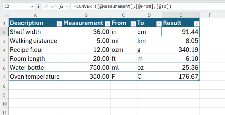 функция CONVERT в Excel — иллюстрация 9 к материалу функция CONVERT в Excel — иллюстрация 9 к материалу