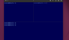 Ghostty terminal split into three windows.