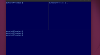 Ghostty terminal split into three windows.
