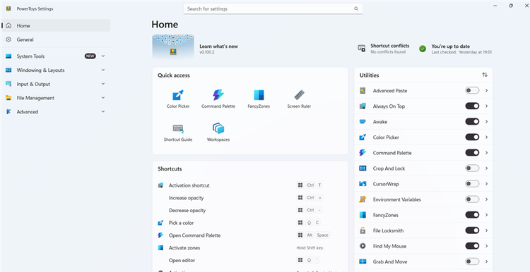 Утилиты Windows из 90-х, которые остаются полезными и сегодня Интерфейс настроек PowerToys с вкладкой Home