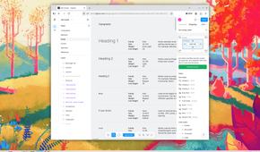 A Figma file showing examples of typography, including Heading 1, Body, and Fixed Width.