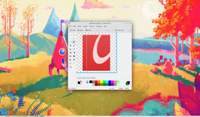 The KDE KolourPaint app showing a zoomed-in icon.