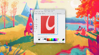 The KDE KolourPaint app showing a zoomed-in icon.