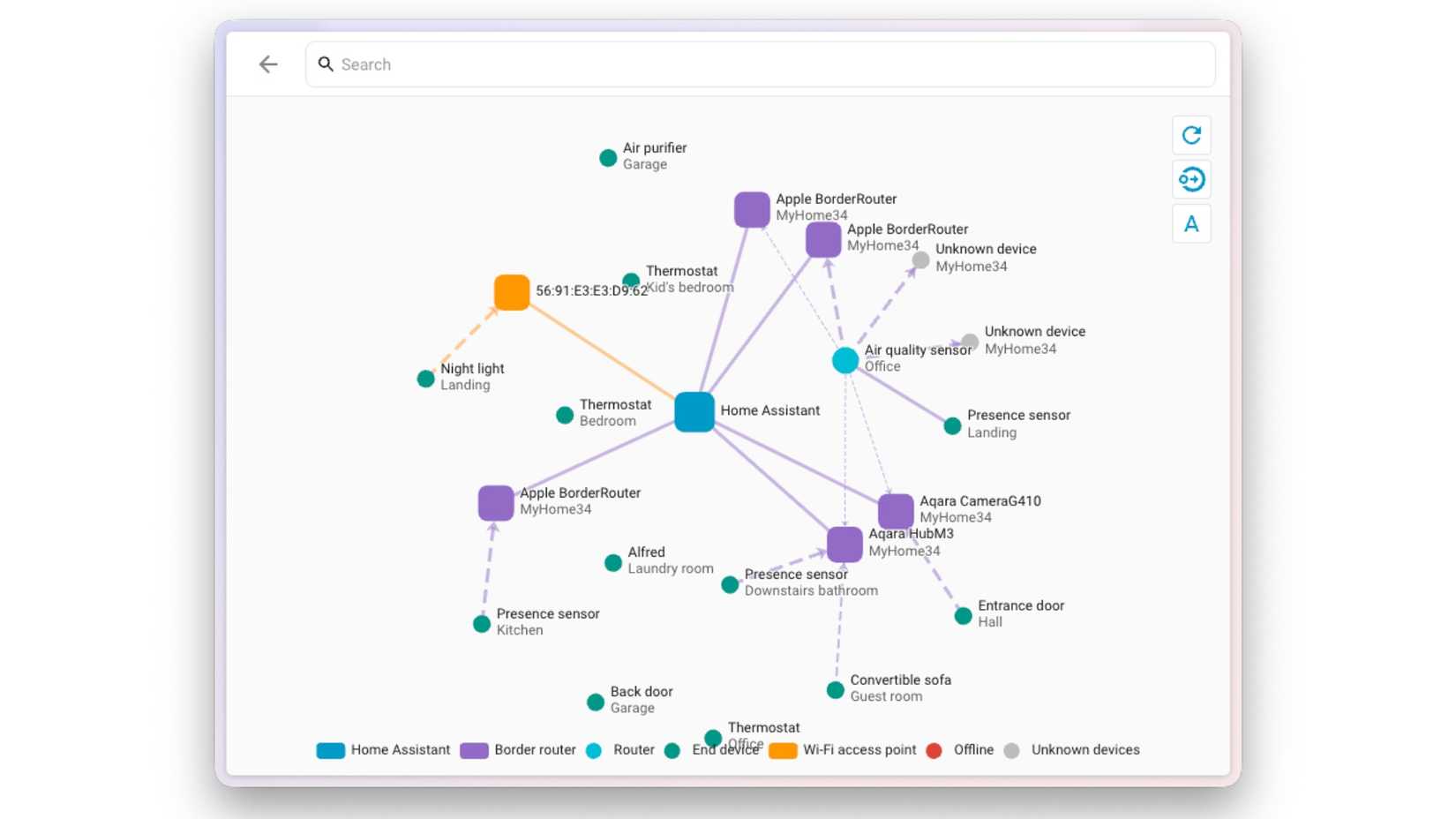 Matter network map now appears in the main interface.