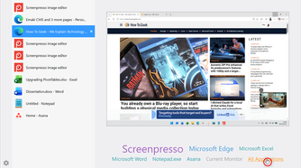 NTWind's Alt-Tab Terminator window showing All Applications selected in the bottom filter and a web page previewed on the right.